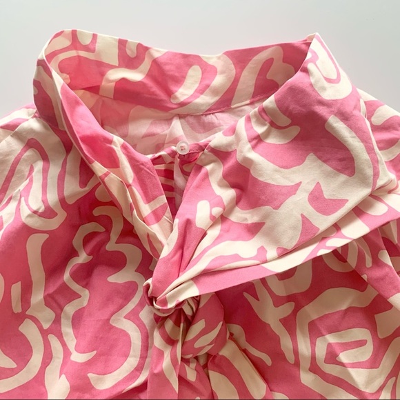 🌸New🌸Zara Long Sleeve Printed Tie Top Xsmall NWT - Picture 4 of 11